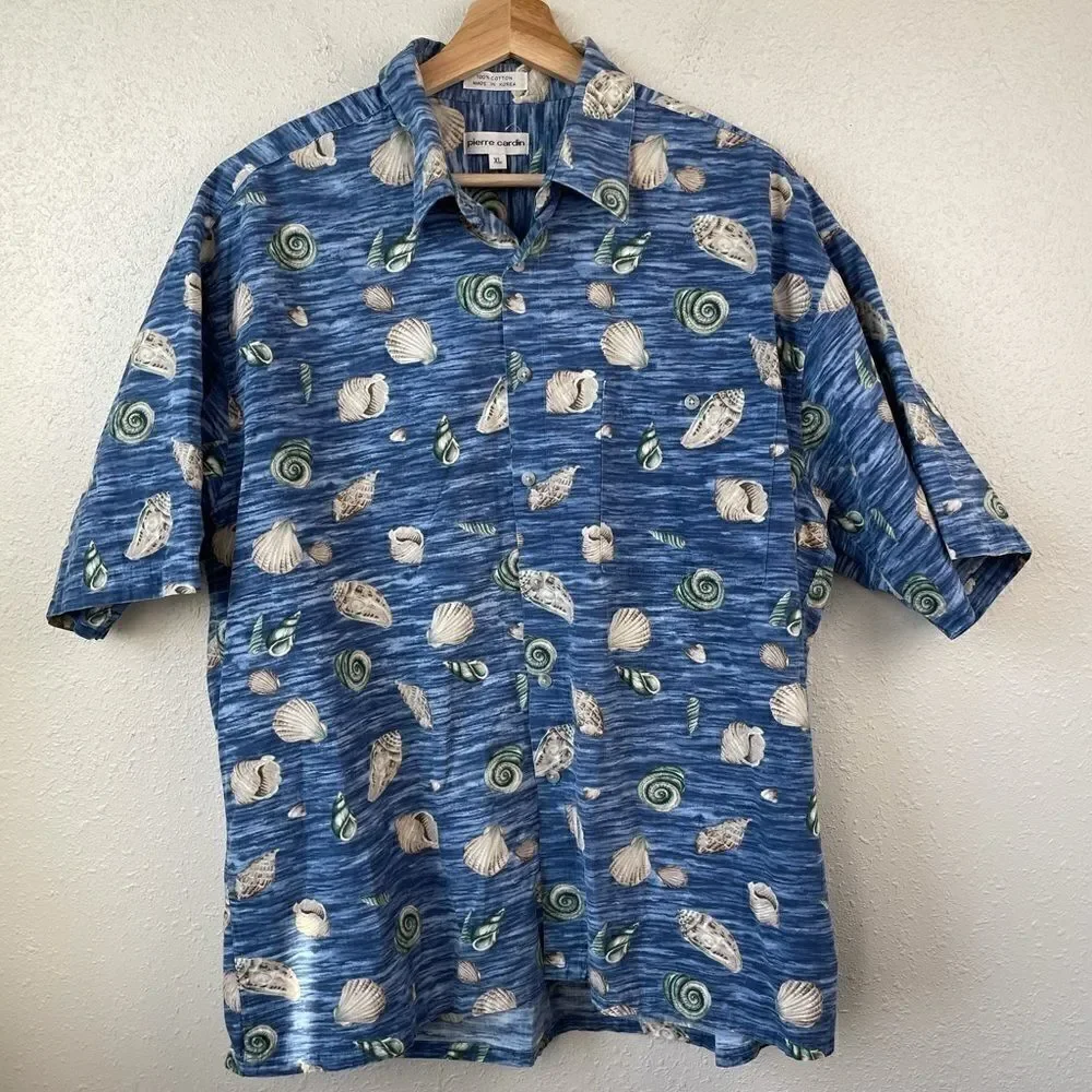 Pierre Cardin Seashell Button Down Shirt EUC